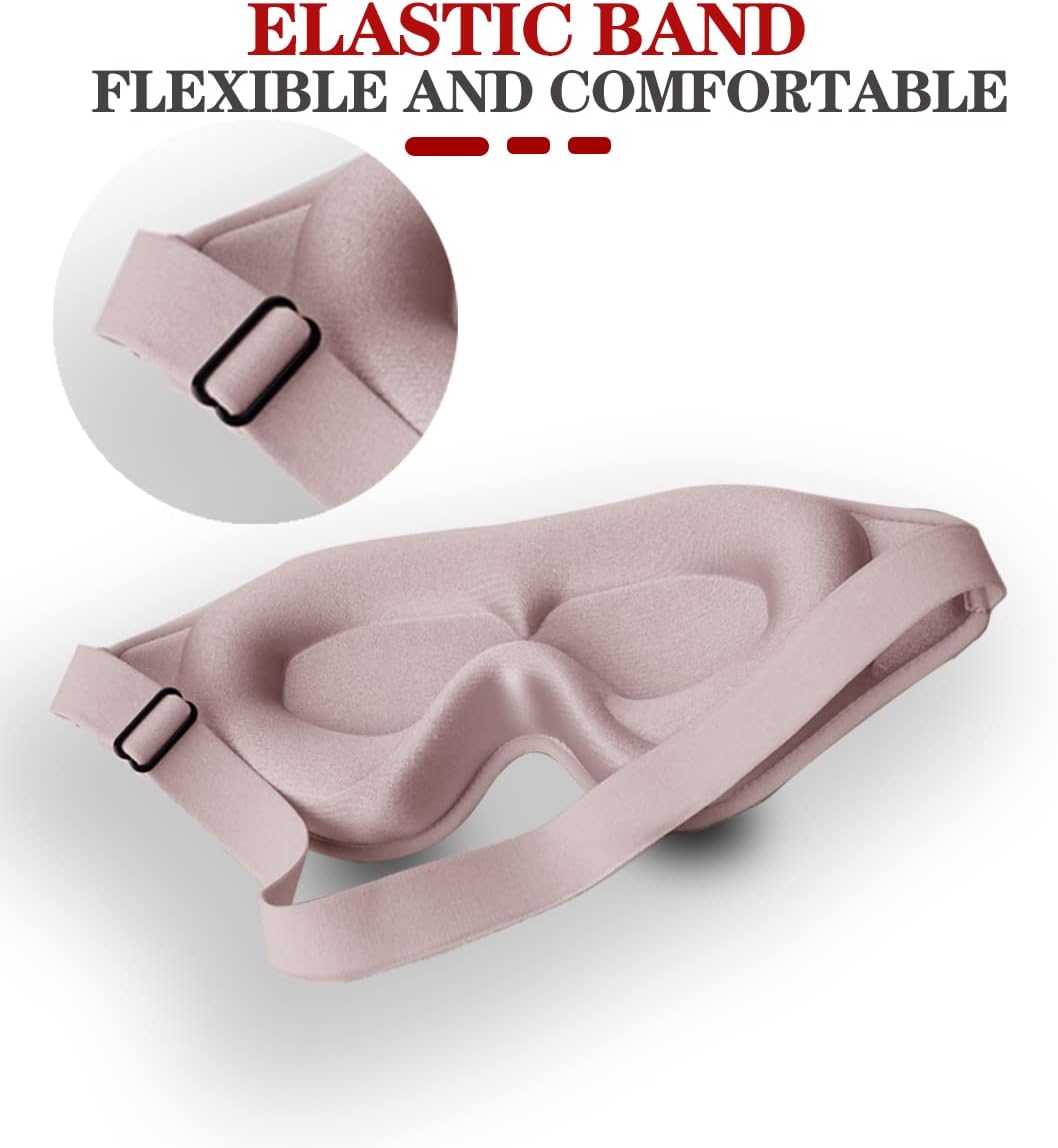 Sleep Mask, 3D Deep Contoured Eye Covers for Sleeping, 99% Block Out Light Eye Mask,Zero Pressure Cup Blindfold for Men Women, with Adjustable Strap for Sleeping, Yoga, Traveling (Pink) - Image 4